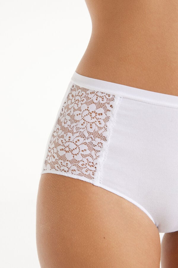 Cotton and Recycled Lace High-Waist Knickers  