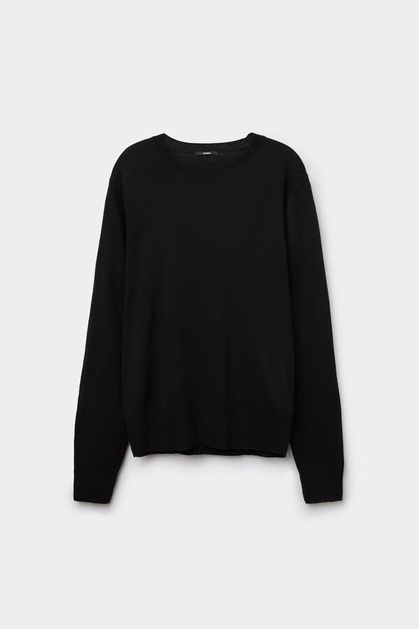 Long Sleeve Round-Neckline Heavy Sweater with Wool  