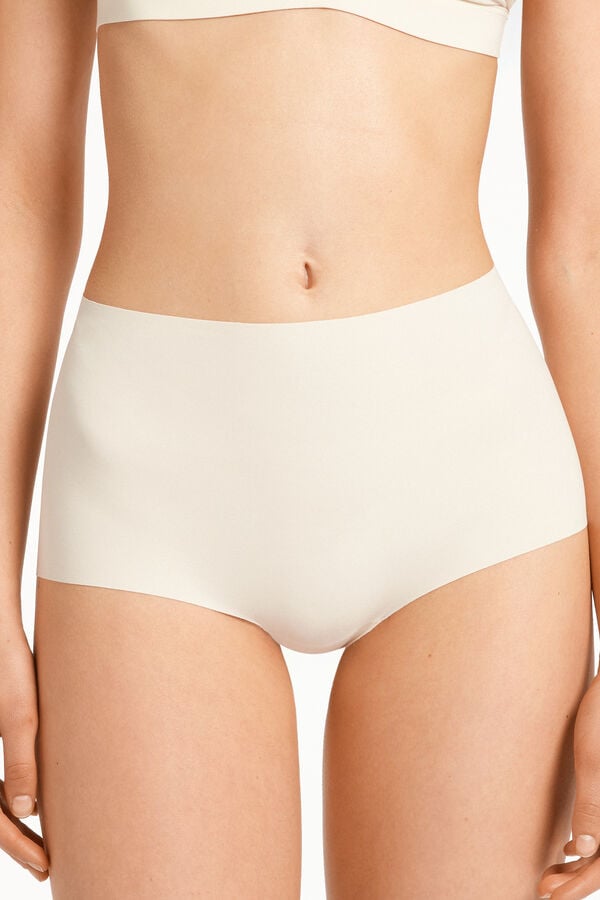 High-Waisted Laser Cut Microfibre French Knickers  