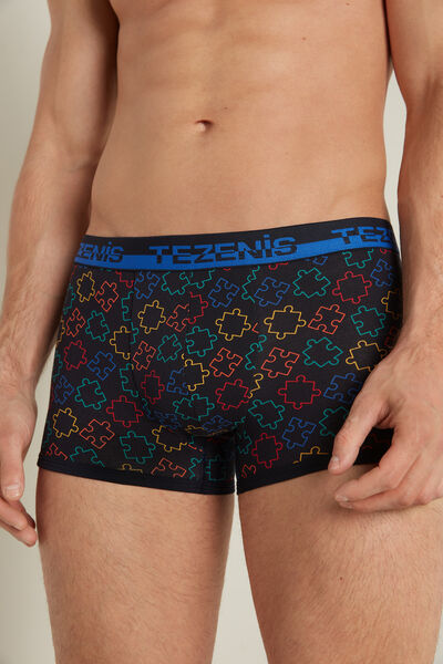 Printed Cotton Boxers with Elasticated Logo Waistband