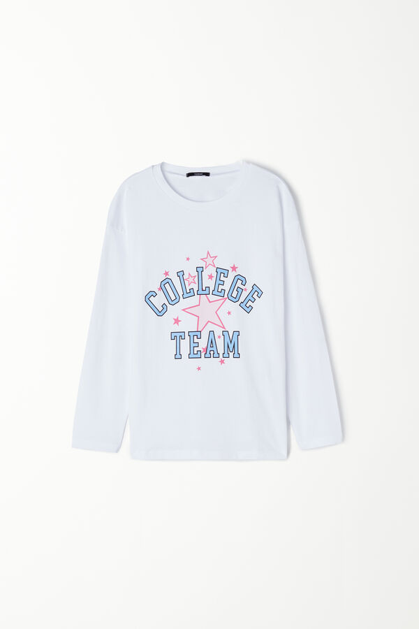 Girls’ Long Sleeve Printed Cotton Top  