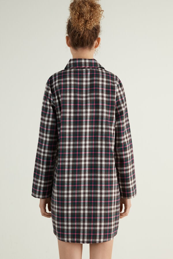 Button-Down Long-Sleeve Flannel Nightgown  