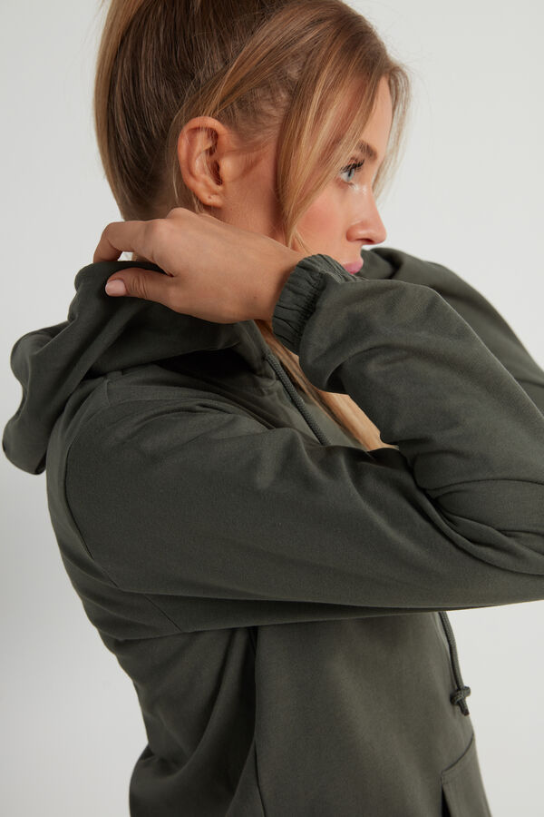 Hooded Sweatshirt with Zip and Drawstring  