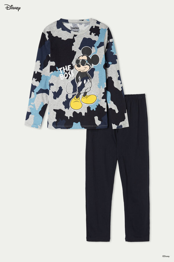 Full Length Boys’ Mickey Mouse Disney Boss Print Cotton Pajamas  