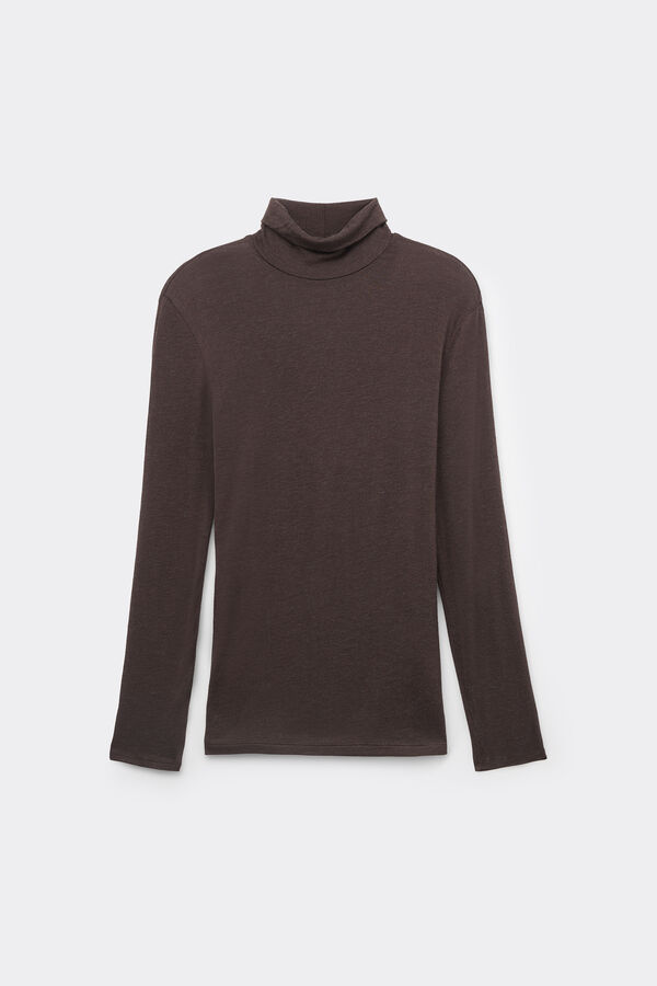 Lightweight Polo Neck Top with Merino Wool  