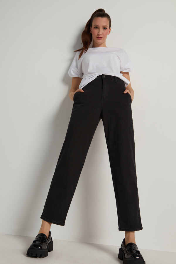 Four-Pocket High-Waist Denim Joggers  