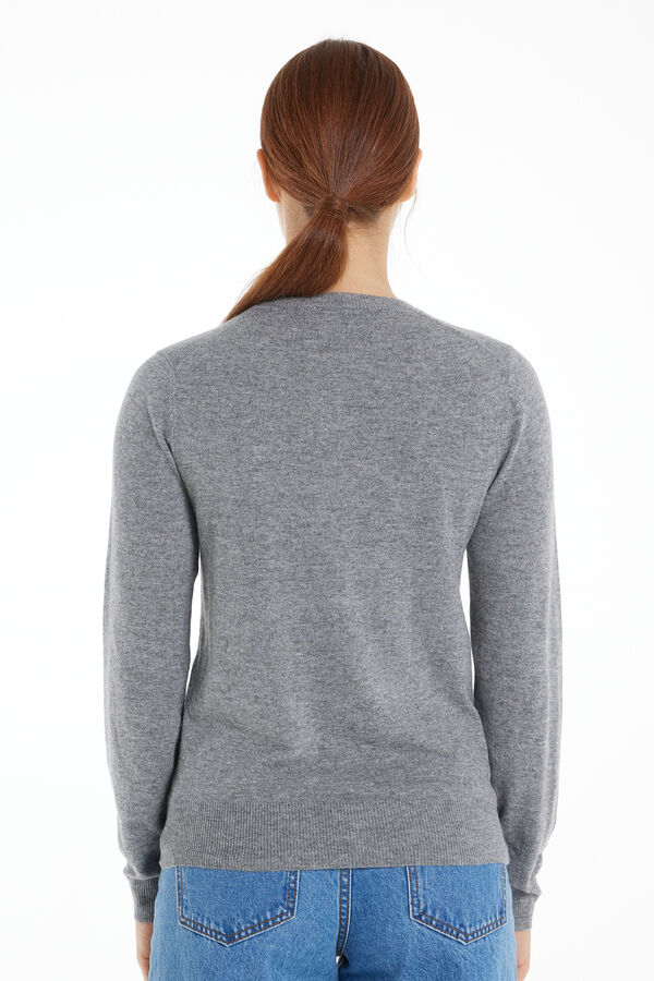 Long-Sleeved Rounded Neck Heavy Jersey with Wool  