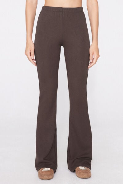 Superior Softness Ribbed Flare Trousers