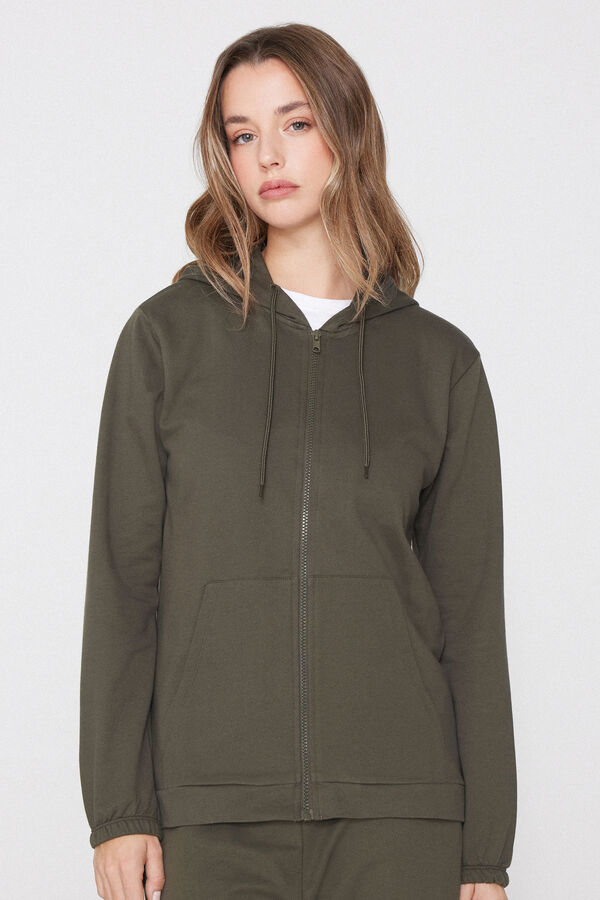 Cienka Bluza na Zamek z Kapturem i Troczkami  