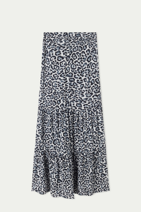 Long Canvas Skirt with Frill  