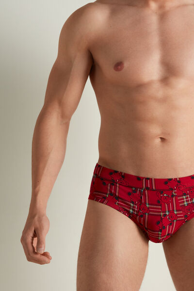 Cotton Briefs with Christmas Pattern