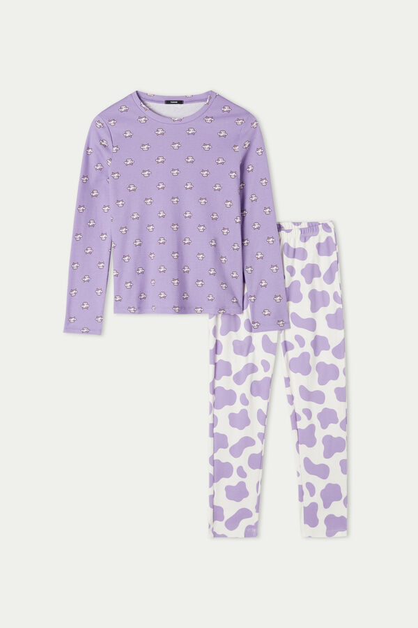 Girls’ Long Pyjamas with Cow Print  