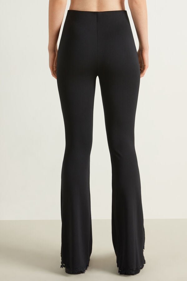 Milano-Stitch Jazz Trousers with Slits and Lace  