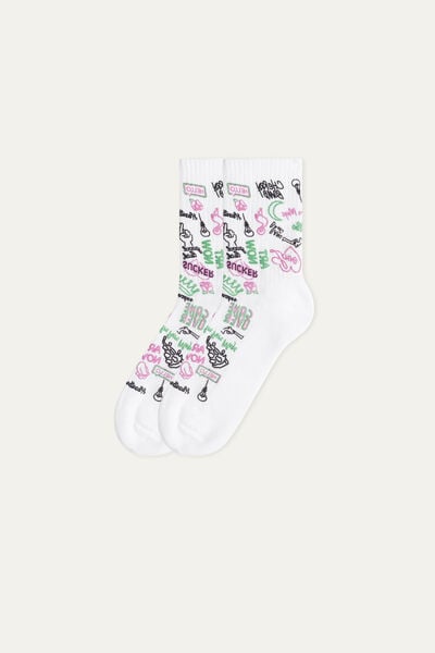Short Cotton Sports Socks with All-over Print