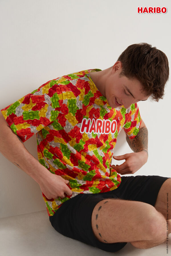 Krátké Bavlněné Pyžamo Celoplošný Potisk Medvídci Haribo  