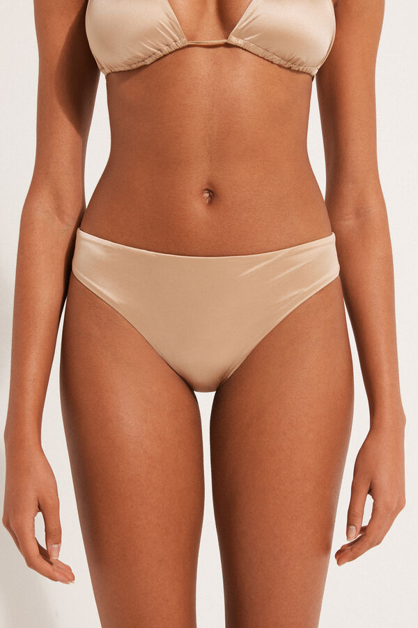 Shiny Sand Gold Classic Bikini Bottom  