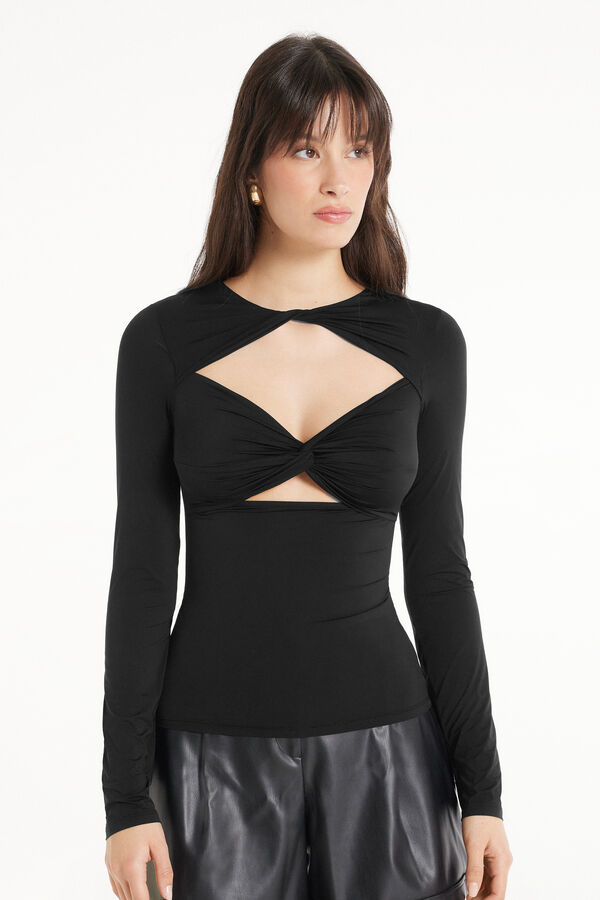 Microfibre Long Sleeve Top with Knots  