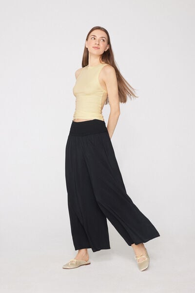 Stitched-Smock Canvas Cropped Trousers