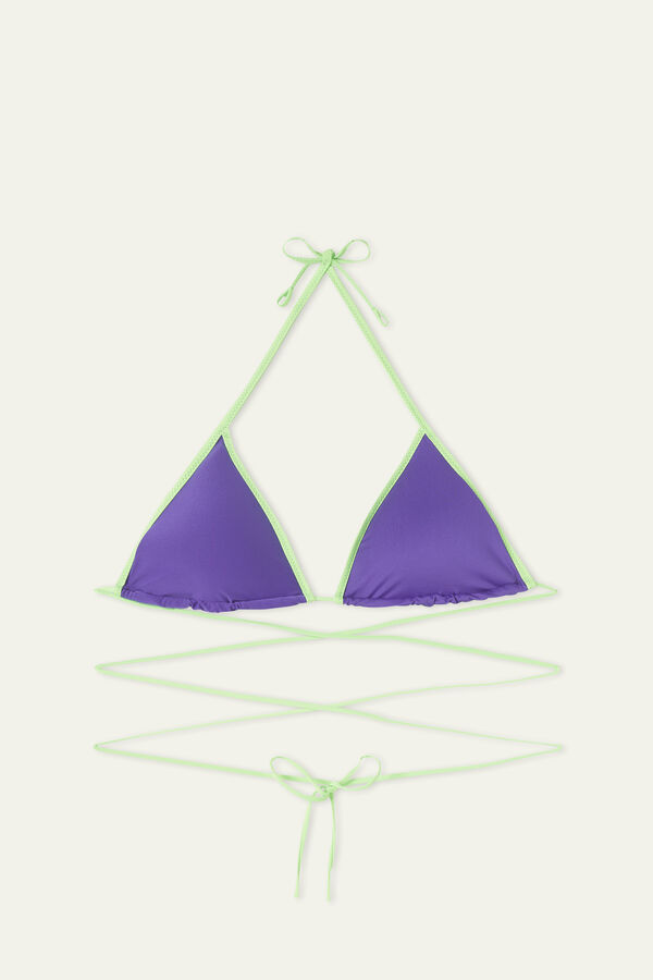 Recycled Microfibre Triangle Bikini Top with Piping  
