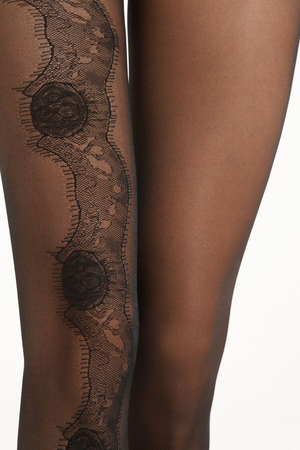 20-Denier Patterned Sheer Tights with Foot Detail  