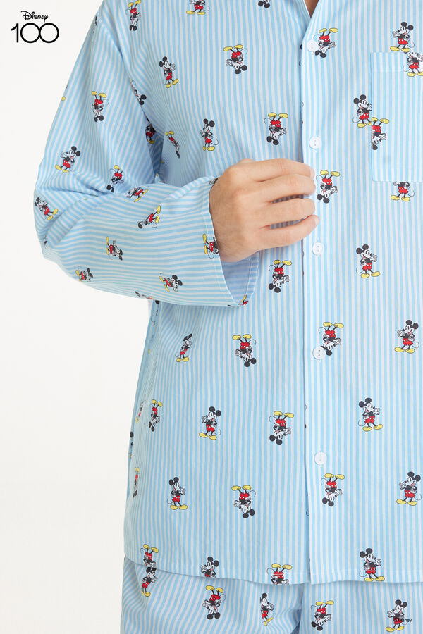 Long Cotton Canvas Button-Down Pyjamas with Disney 100 Print  