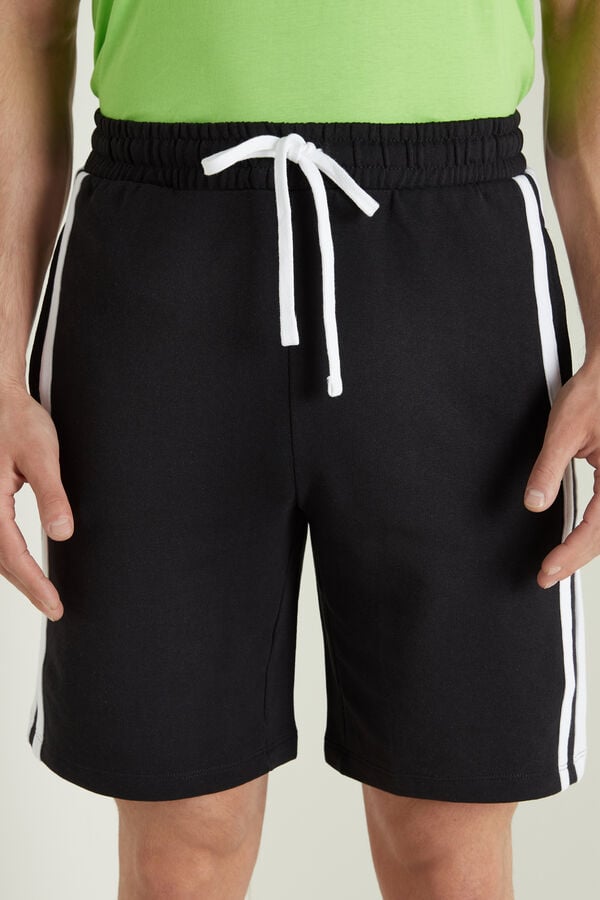 Cotton Fleece Shorts with Side Stripes  