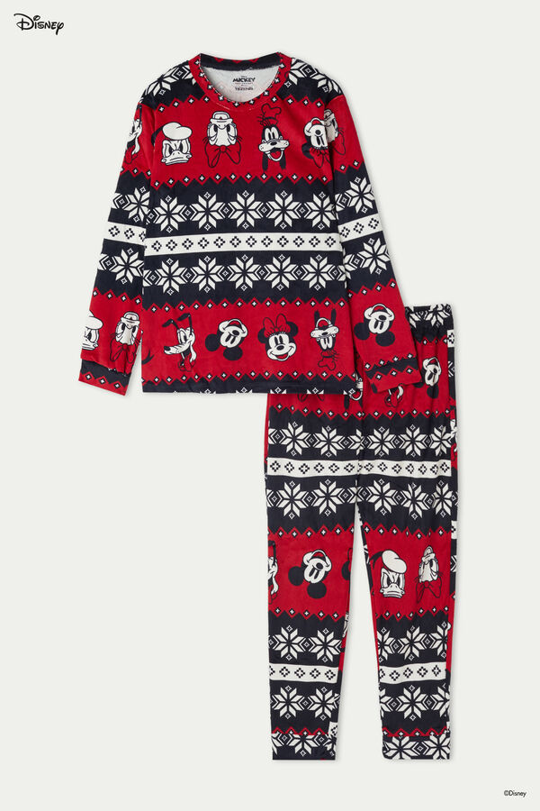 Langer Kinder-Pyjama aus Mikrofleece mit Disney-Weihnachtsprint |