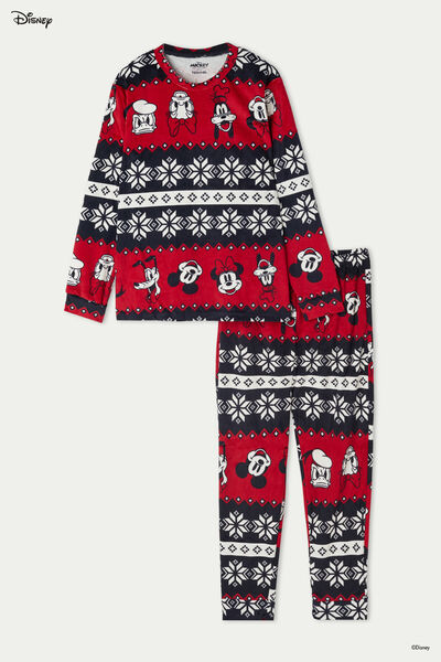Langer Kinder-Pyjama aus Mikrofleece mit nordischem Disney-Weihnachtsprint