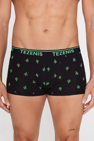 Boxer in Cotone Stampato Bordi a Contrasto con Logo