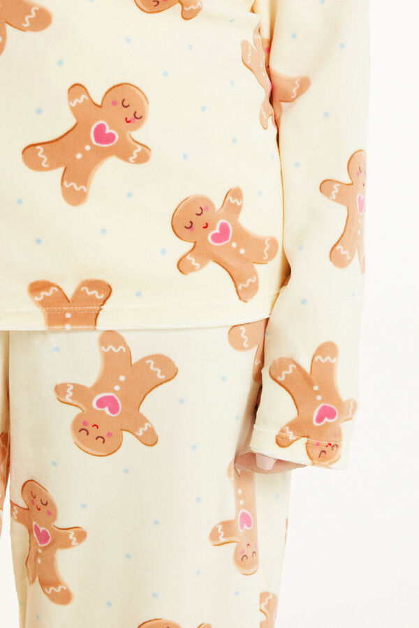 Long Microfleece Pyjamas with Gingerbread Man Print  