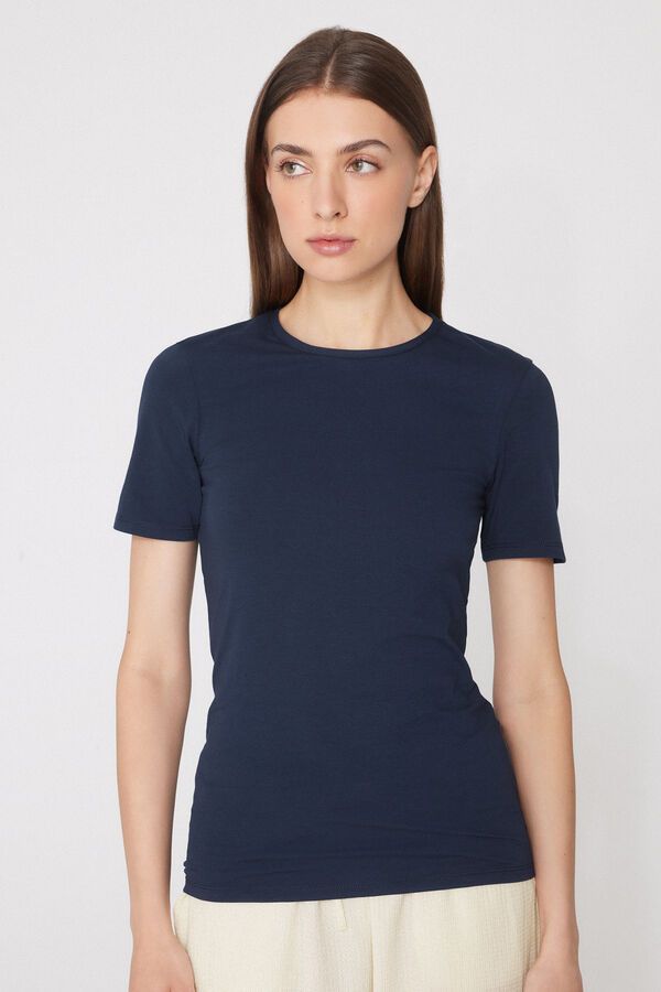 Rounded Neck Organic Stretch Cotton T-Shirt  