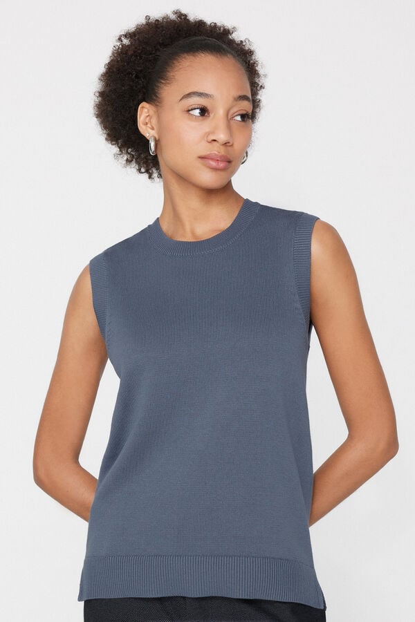 Gilet Cotone e Modal in Maglia Calata  