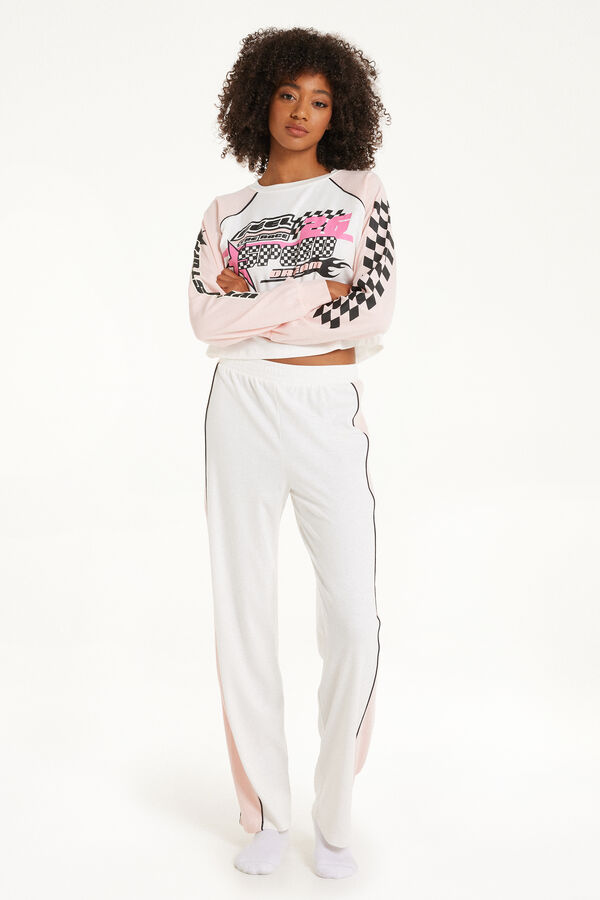 Langer Pyjama aus Baumwolle mit „Race“-Print  