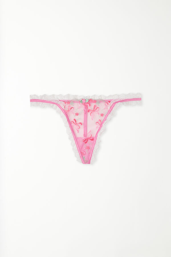 Pink Candy Lace String Thong  
