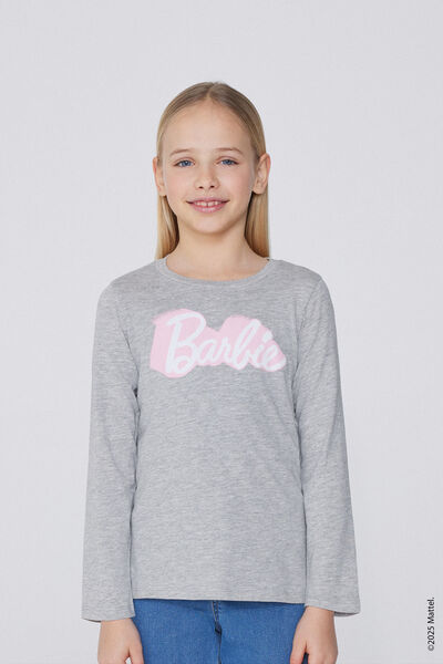Maglia Manica Lunga Cotone con Stampa Barbie Bimba
