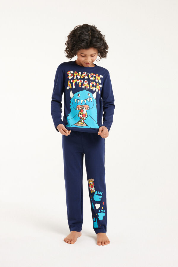 Pyjama Long Garçon Coton Épais Imprimé « Snack Attack»  