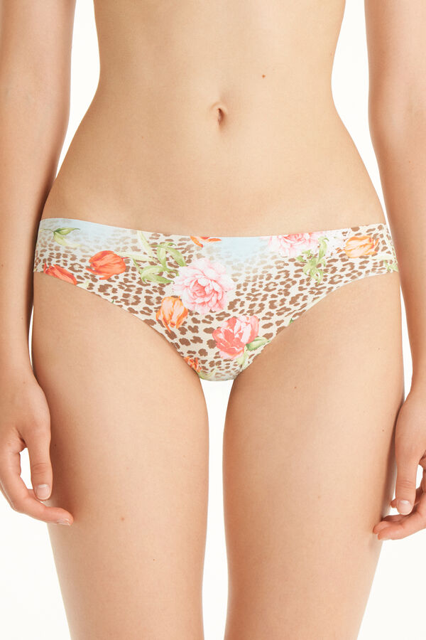 Nahtlos verarbeiteter Brazilian Slip aus bedruckter Mikrofaser  