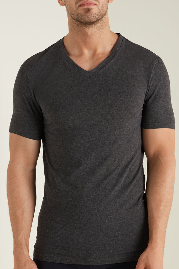 V-Neck Stretch-Cotton T-Shirt  