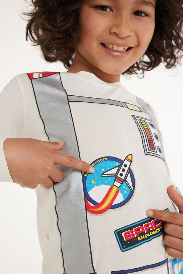Langer Pyjama aus Baumwolle mit Astronautenprint für Kinder  