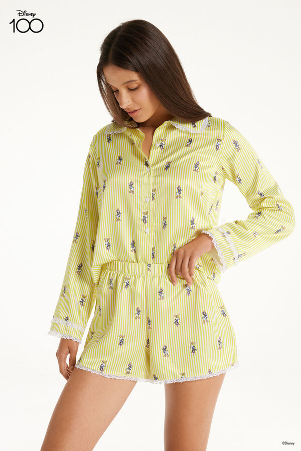 Disney 100 Short Satin Button-Down Pyjamas with Long Sleeves  