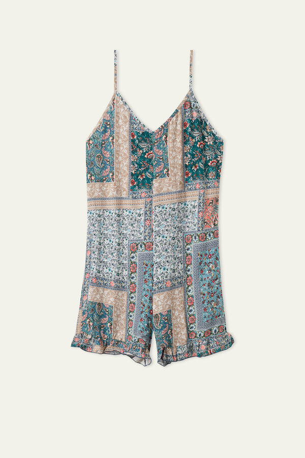 Ruffled Cloth Short Romper  