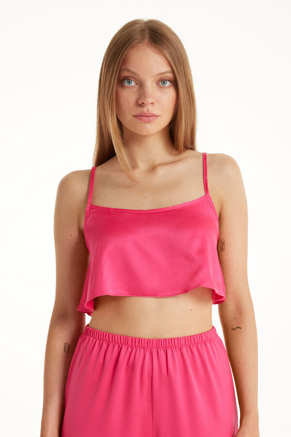 Colorful Tulle Satin Cropped Tank Top  