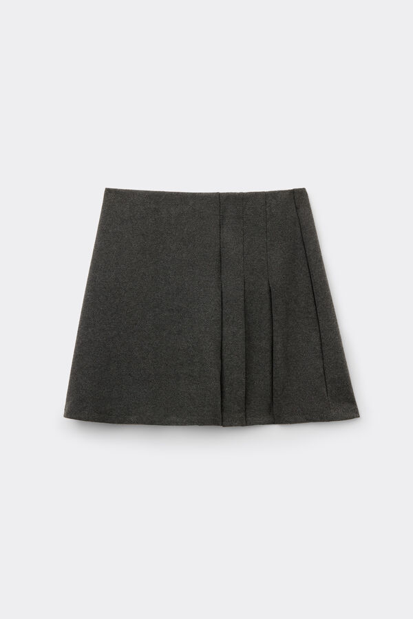 Minigonna a Pieghe in Tela Twill  