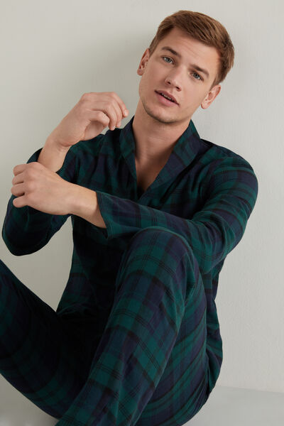 Long Pant Flannel Pajamas with Buttons