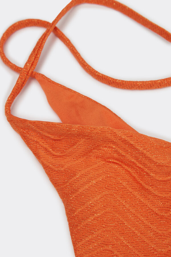 Orange Sparkling Touch Tie Brazilian Bikini Bottoms  