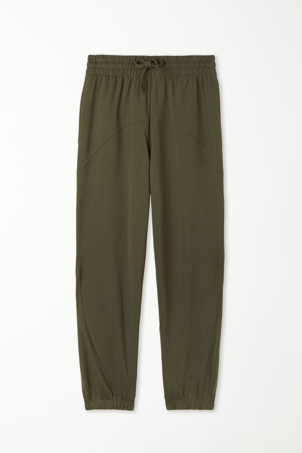 Pantaloni Lungi Tricot cu Buzunare și Șnur Basic  