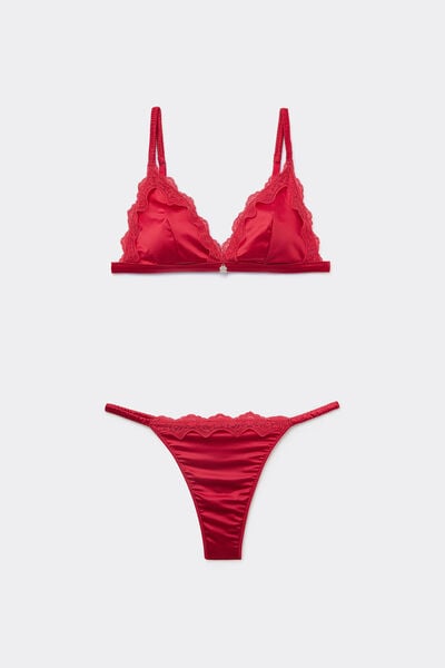 Ensemble Soutien-gorge Triangle et String Microfibre et Dentelle