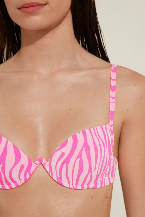 Pink Zebra Padded Push-Up Bikini Top  