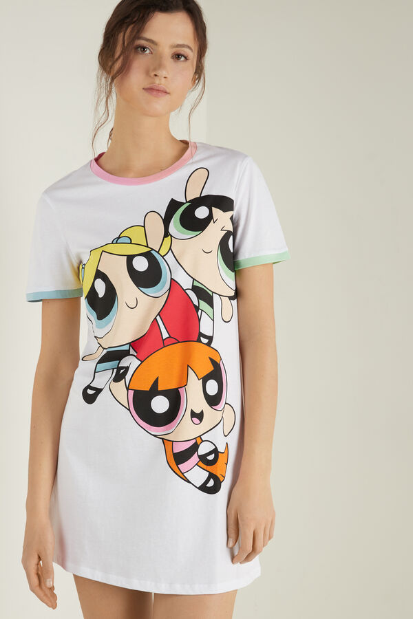 Nachthemd aus Baumwolle mit halblangen Ärmeln Powerpuff Girls  