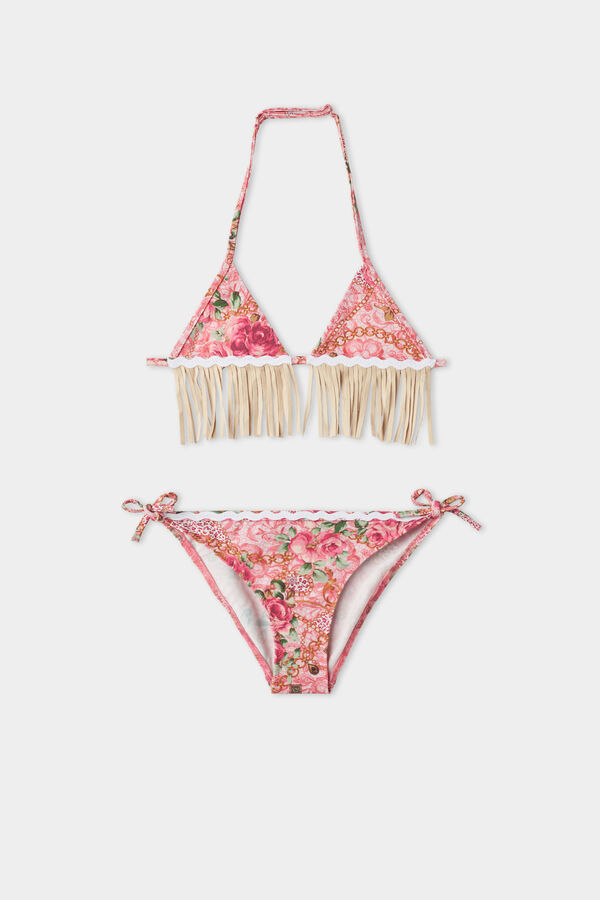 Bikini Triángulo con Lazos de Boho Chic para Niña  